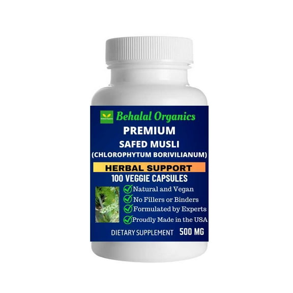 Safed Musli 100 Quick Release Capsules - 500mg Per Capsule