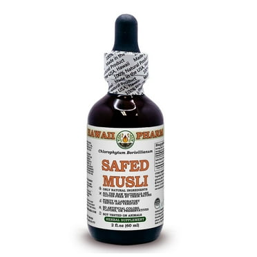 Safed Musli (Chlorophytum Borivillianum) Dry Root ALCOHOL-FREE Liquid Extract. Expertly Extracted by Trusted HawaiiPharm Brand. Absolutely Natural. Proudly made in USA. Glycerite 2 Fl.Oz