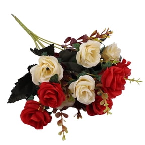Safeglitz 1-Pack Lifelike Mini Silk Roses, Artificial Rose Bushes for Wedding, Home, Hotel, Table Centerpieces, Bendable Plastic Stems, Fade-Resistant, 13-Inch Height