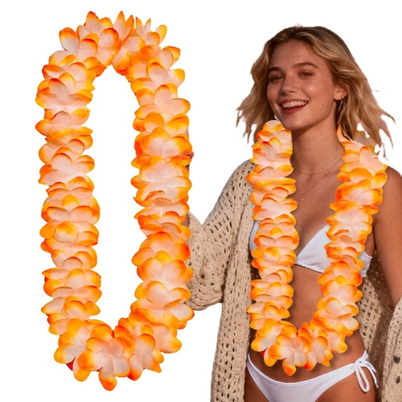 Safeglitz 1 Pcs Hawaiian Leis Bulk Colorful Tropical Flower Necklace for Luau Party Decorations, Summer Beach Party Favors, Hawaii Theme Birthday Decor, Pool Party Supplies, Hawaiian Garland(F-1Pcs)