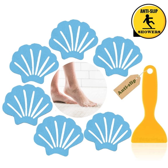 Safeglitz 20-Piece Non-Slip Bathtub Stickers Sea Shapes - PEVA Material Waterproof Adhesive Safety for Showers Pools Slippery Surfaces