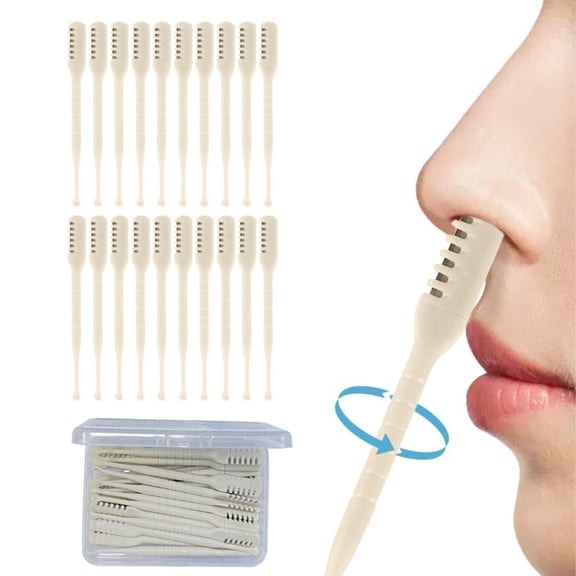 Safeglitz 2024 Upgrade 2-in-1 Nose Hair Trimmers - 20Pcs Manual Tools with Ear Spoon, 360° Rotating for Women & Men