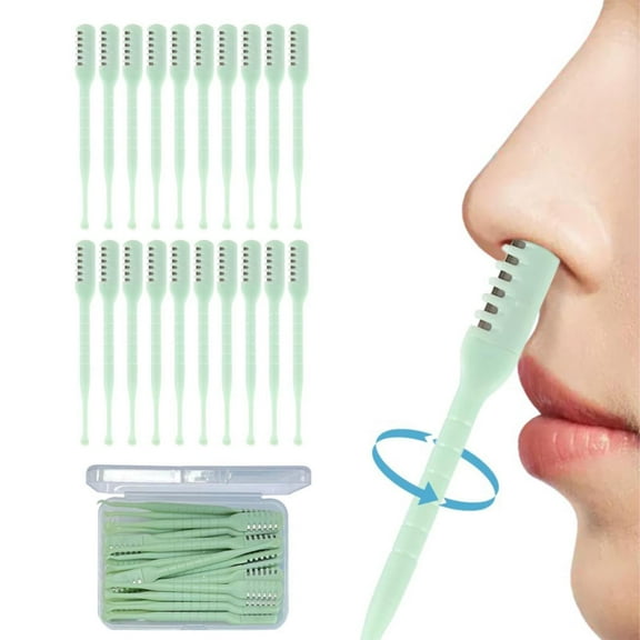Safeglitz 2024 Upgrade 2-in-1 Nose Hair Trimmers - 20Pcs Manual Tools with Ear Spoon, 360° Rotating for Women & Men