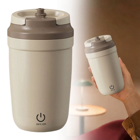 Safeglitz 2026 Upgraded Automatic Stirring Coffee Mug - Reusable Stainless Steel Travel Mug, One-Button Auto Mixer for Coffee, Protein Shakes