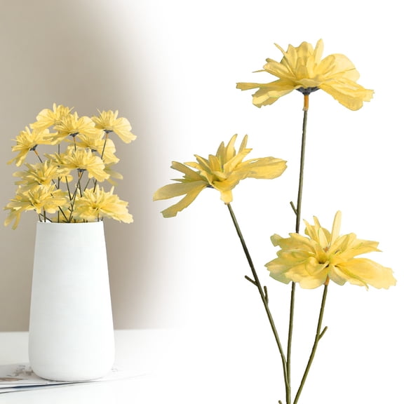 Safeglitz 3-Head Happy Flower Mixed Artificial Flowers Bouquet, Vibrant Blooms for Table Centerpiece, Lifelike Cloth Petals for Wedding or Home Decor, Easy to Arrange, 1 Bunch