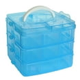 thumbnail image 1 of Safeglitz 3-Layer Detachable Storage Box 5.9x5.9x4.2 Inches - Clear Plastic Organizer for Craft Beads, Jewellery, PP Material with Carrying Handle for Desktop, Blue 1PC, 1 of 3