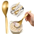 thumbnail image 1 of Safeglitz 304 Stainless Steel Korean Rice Spoon - Gold or Silver Finish Dessert Spoon, Heavy Duty Long Handle Soup Spoons for Home and Cereal Family, MealsRustproof Tablewar, 1 of 9