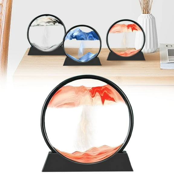 Safeglitz 3D Dynamic Deep Sea Sandscape Art – Round Glass Desktop Decor with Natural Sand Painting (200ml)Quicksand painting crafts 3D dynamic ornaments W