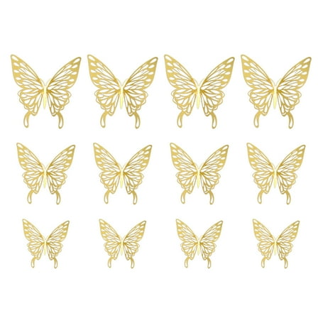 Safeglitz 3D Hollow Butterfly Wall Stickers, Cardboard Butterfly Wall Decor Stickers,3D Hollow Butterfly Wall Sticker Home Decor Gold
