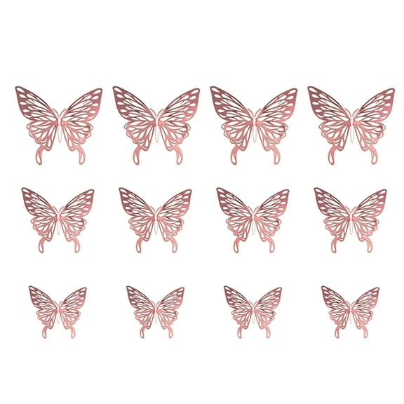 Safeglitz 3D Hollow Butterfly Wall Stickers, Cardboard Butterfly Wall Decor Stickers,3D Hollow Butterfly Wall Sticker Home Decor Rose Gold