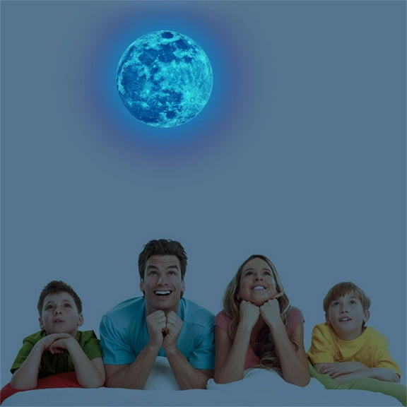 Safeglitz 3D Large Glow-In-The-Dark Moon Wall Sticker–Planet Decal, Solar System Decoration for Room Walls Or Ceilings,Luminous Moon Wall Sticker Blue Light 5Cm