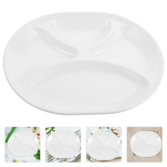 Safeglitz 4-Compartment Portion Control Plate - BPA-Free Plastic Divided Dinnerware, Meal Prep Dishwasher Safe, High Temperature Resistant, Reusable Lightweight for Daily Use