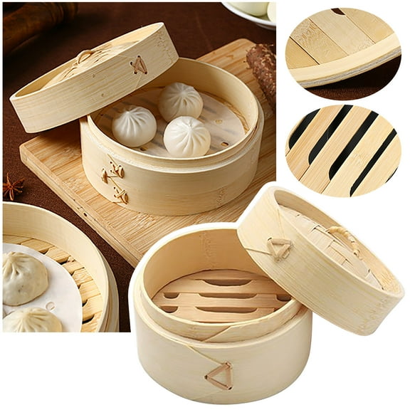 Safeglitz 4-Inch Woven Bamboo Steamer Basket - Traditional Design for Steaming Veggies Dumplings Buns, Durable Eco-Friendly, Even Cooking Nutrient Retention, Charming Kitchen Addition