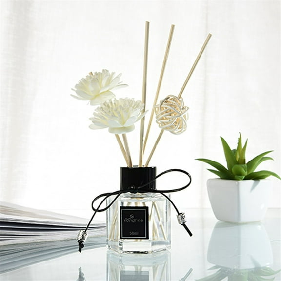 Safeglitz 50Ml Glass Bottle Oil Diffuser–With Natural Sticks And Scented Oil, Enhances Home Aroma And Ambiance,Lily Flameless Aromatherapy Essential Oil Set Lf-250 Small Hexagonal Bottle