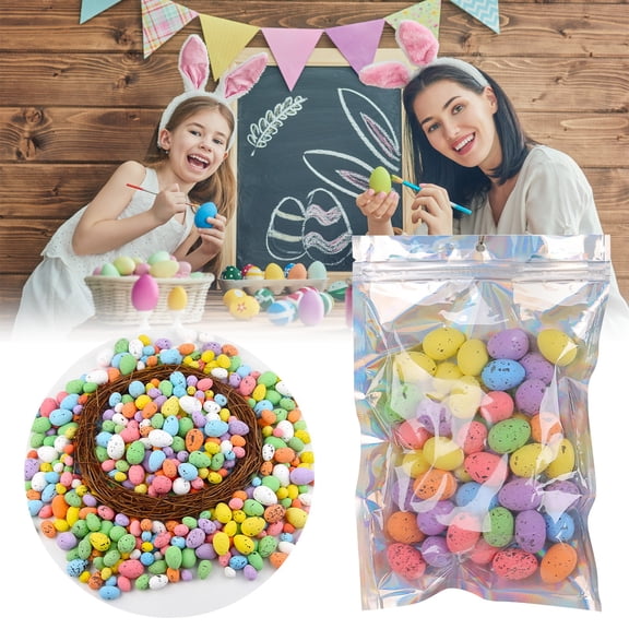 Safeglitz 50Pcs Colorful Mini Easter Egg DIY Crafts - Small Spotted Foam Ornaments for Home & School Decoration, Easter Egg Craft Kit