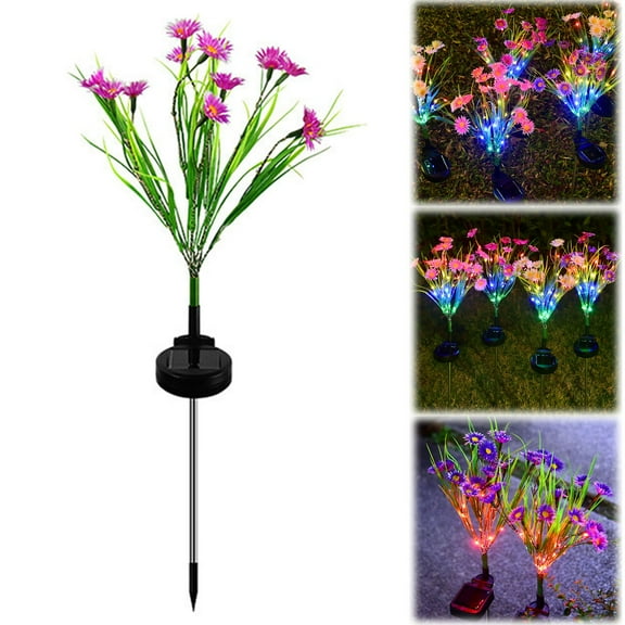 Safeglitz 6-Color PVC Wildflower Stake Lights – Outdoor Garden Decor with Auto On/Off for YardsWildflower lamp outdoor garden lawn plug decorative lamp flower rose red
