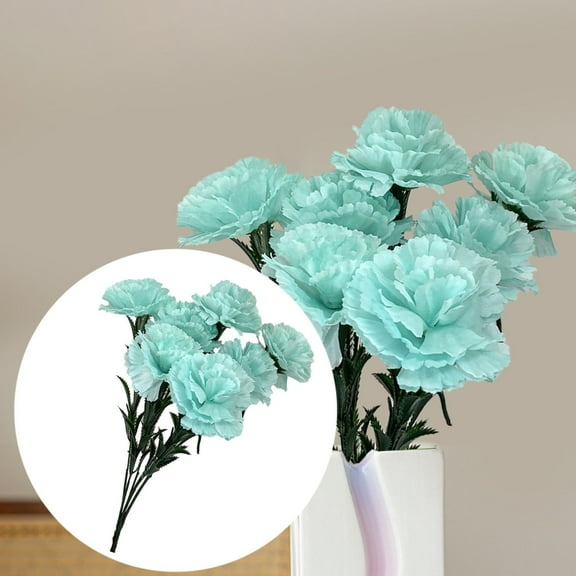 Safeglitz 7-Head Artificial Silk Carnations – 41cm Bunch in 9 Colors, for Weddings & Home Decor Simulated 7-Head Carnation Bouquet Blue