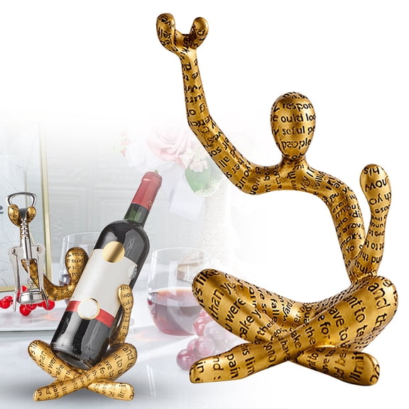 Safeglitz Abstract Art Wine Rack – Modern 6-Bottle Sculptural Holder, Contemporary Living Room DecorHigh-end fashion creative ornaments gold