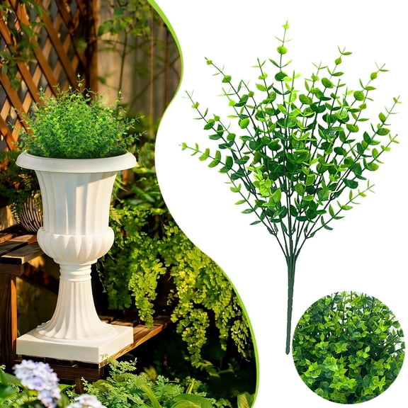 Safeglitz Artificial Boxwood Plant Set, Realistic Hedge for Wedding Aisle, Farmhouse Decor, UV Protected, Outdoor Indoor Use, 7 Stems per Bundle, Dark Green