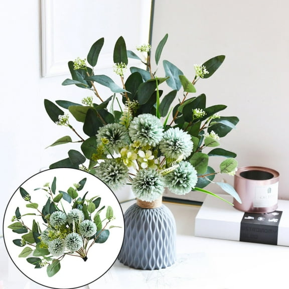 Safeglitz Artificial Chrysanthemum Bouquet – Decoration for wedding, home flower decor Silk flower arrangement table flower simulation bouquet green without bottle