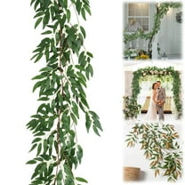 Safeglitz Artificial Green Leaves Vine Twigs – Fake hanging rattan garland for indoor/outdoor home, wedding arch, jungle, beach & birthday decor Willow vines