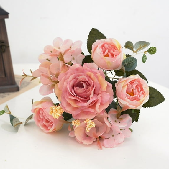Safeglitz Artificial Latex Bridal Bouquet – Realistic Fake Peony Silk Flowers for Weddings & Home Decor Artificial Decorative Flower Solid Color 1Pc Light Pink