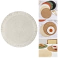 thumbnail image 1 of Safeglitz Autumn Round Woven Paper Placemats 15-Inch, Heat-Resistant 110°C, Rustic Farmhouse Table Decor with Tassels, Lace-Trimmed Elegant Dining, for Thanksgiving Christmas, Disposable, for Parties, 1 of 9