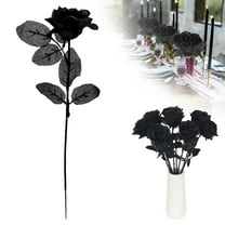 Safeglitz Black Silk Rose Bouquet – Lifelike Long-Stem Artificial Roses for Weddings, Birthdays & Table Centerpieces Artificial Roses