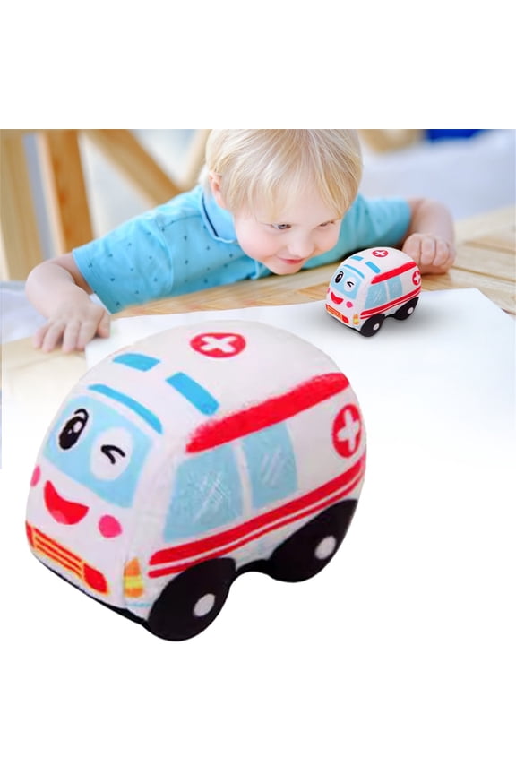 Children’s Fire Truck Plush Toy – Simulation Car Doll Pendant Keychain for KidsChildren's cognitive simulation toy car plush doll pendant white