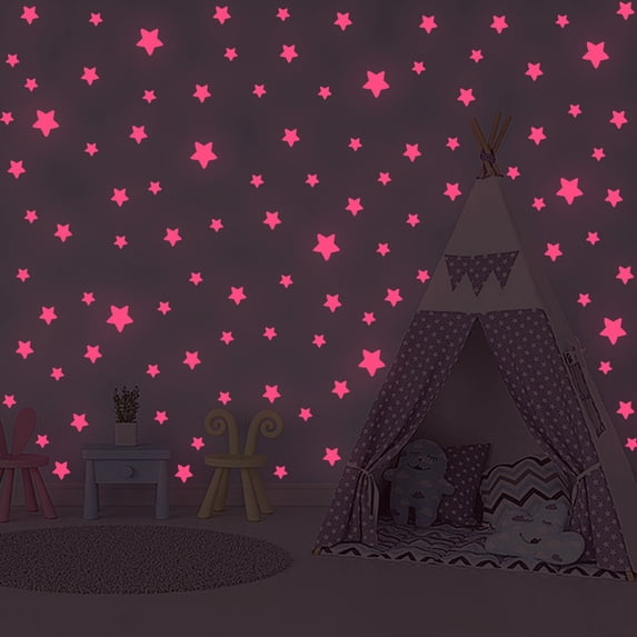 Safeglitz Colorful Glow-In-The-Dark Wall Stickers, Kids Room & Bedroom Ceiling Art Decals for Home Decor,Home Decor Luminous Wall Sticker Pink (1 PC)