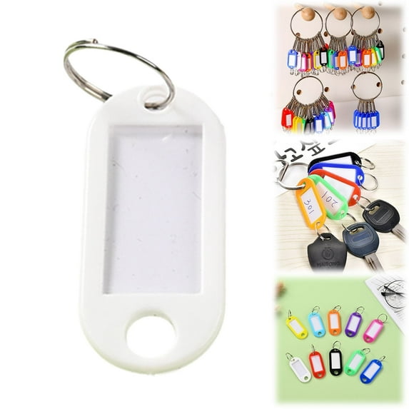 Safeglitz Colorful Plastic Key Tags with Keychains–Hotel Room Number Labels And Luggage Identification Tags, Practical for Travel And Organization,Color Marking Label Pendant White A