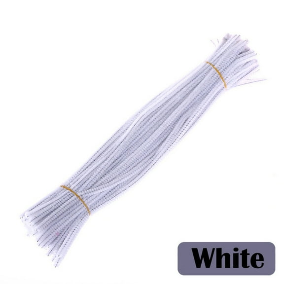 Safeglitz DIY Pipe Cleaners 100Pcs 30cm - Assorted Colors Chenille Stems for Kids Arts And Crafts, Bendable Metal Wire for Valentine, Holiday, And School Projects, White