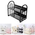 thumbnail image 1 of Safeglitz Double Layer Desktop Storage Rack, 2 Tier Hollow Bookshelf Organizer for Dorm or Office, Sturdy Plastic for Holding Books & Electronics, Sleek Modern Design, 1PC, 1 of 9