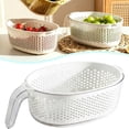thumbnail image 1 of Safeglitz Double Layer Plastic Handle Drain Basket with Lid Rice Wash Colander for Fruits and Vegetables Reusable Kitchen Strainer Bowl for Easy Cleaning and Draining(A), 1 of 8