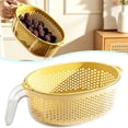 thumbnail image 1 of Safeglitz Double Layer Plastic Handle Drain Basket with Lid Rice Wash Colander for Fruits and Vegetables Reusable Kitchen Strainer Bowl for Easy Cleaning and Draining(B), 1 of 4
