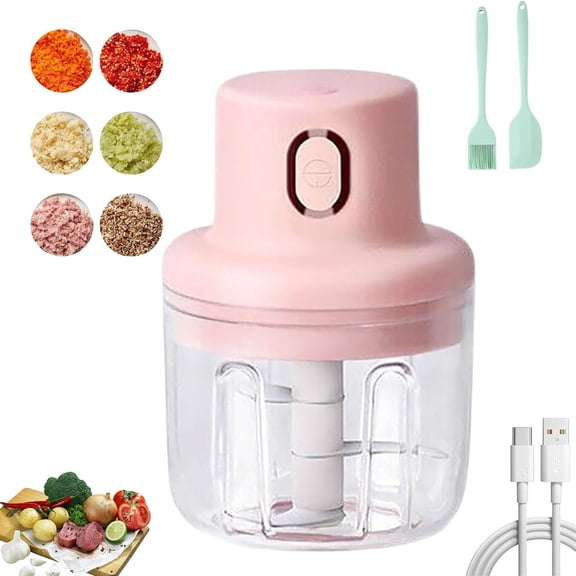 Safeglitz Electric Garlic Chopper 1Cup, Mini USB Charging Wireless Food Processor with 304 Stainless Steel, Sharp Blades, Portable Kitchen Vegetable Grinder for Onion, Garlic, Ginger