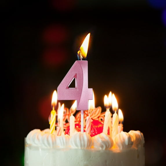 Safeglitz Extended Big Number Birthday Candles, Multicolor 3D Design Cake Topper Decoration for Any Celebration,Number Birthday Candle Age Candle Cake Decoration Party Supplies Pink 4