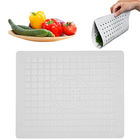Safeglitz Food-Grade Rubber Kitchen Mat - Non-Slip Sink Protector Mat for Drying Dishes, Countertop Drain Pad, Odorless, Set of 1