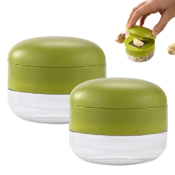 Safeglitz Garlic Press and Chopper with Container, Garlic Crusher and Mincer, Stainless Steel Blade Garlic Slicer, Manual Garlic Cutter for Kitchen Cooking and Food Prep(2Pcs)