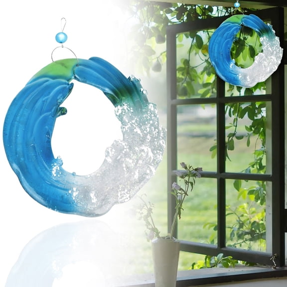 Safeglitz Glass Pendant Window Frame Decoration, Garden Wall Art for Front Door, Colorful Hanging Ornament for Indoor or Outdoor Display, Adds Vibrant Touch, 1PC