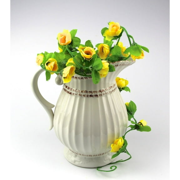 Safeglitz Hanging Rose Vine Garland – Artificial Flowers for Wedding Arches, Gardens & Background DecorSimulation small rose vine 42 heads fake flower vine yellow