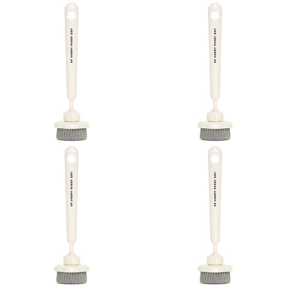 Safeglitz Kitchen Dish Scrubber Brush, Long Handle Scruber, with Handle, Rotating Flower Pan Pot Cleaner Tool, Bottle Jar Cleaning Tool for Sinks Pans Pots Stove Bottle Home Dining Room, 4Pcs(White)