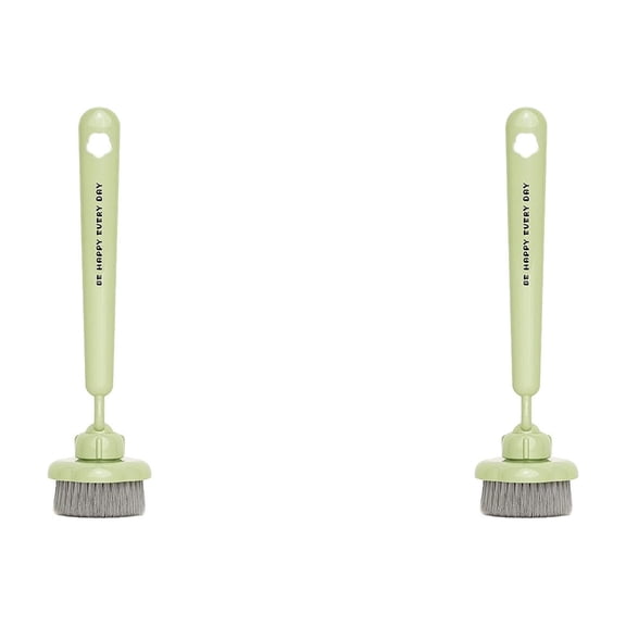 Safeglitz Kitchen Dish Scrubber Brush, Long Handle Scruber, with Handle, Rotating Flower Pan Pot Cleaner Tool, Bottle Jar Cleaning Tool for Sinks Pans Pots Stove Bottle Home Dining Room, 2Pcs(Green)