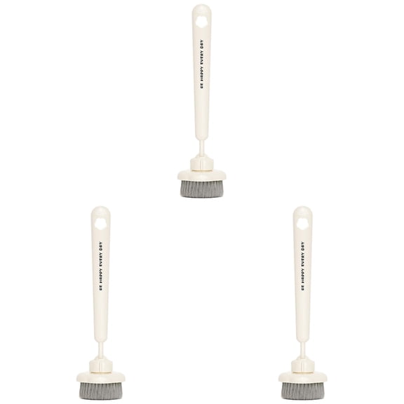 Safeglitz Kitchen Dish Scrubber Brush, Long Handle Scruber, with Handle, Rotating Flower Pan Pot Cleaner Tool, Bottle Jar Cleaning Tool for Sinks Pans Pots Stove Bottle Home Dining Room, 3Pcs(White)
