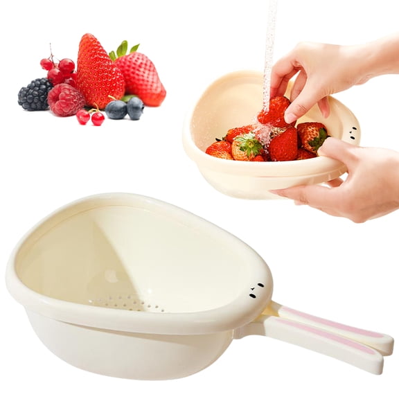 Safeglitz Large Collapsible Colander, Folding Handles Fold Inward for Drawer Storage, Multiple Drain Holes Rapid Water Evacuation, Sturdy Plastic, Large White