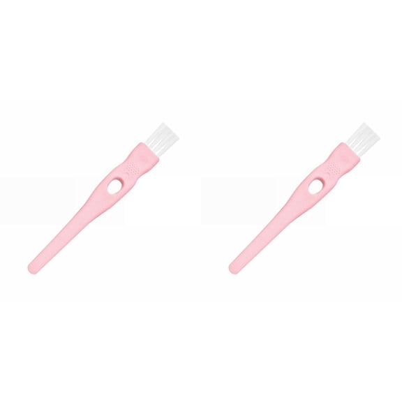 Safeglitz Mini Cleaning Brushes with Nylon Bristles  2 Pack, 4.3" Long  Precision Detail Cleaner for Razor, Nose Hair Trimmer, Mug Lid, Mosquito Lamp, and Small Crevices  Pink Plastic Handle(J)