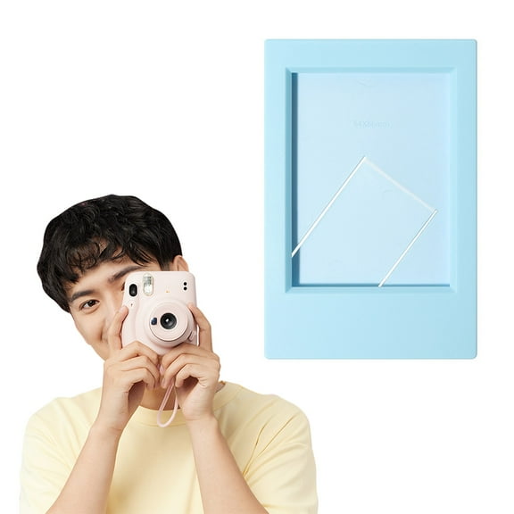 Safeglitz Mini Tabletop Photo Frame（Picture Frame for Photocard Display）, Desktop Home Decor Ornament, Tabletop Style, 3Inch,Mini 3-Inch Classic Vertical Polaroid Photo Frame Clear Blue