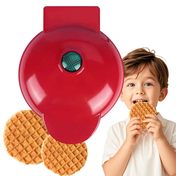 Safeglitz Mini Waffle Maker- Compact Electric Iron for Creative Homemade Treats - Nonstick Surface - Easy-to-Clean - Perfect for Children & Families(Red)