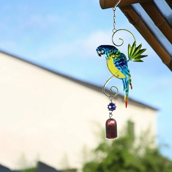 Safeglitz Outdoor Parrot Wind Chime (Bird Wind Plays), Animal-Motif Metal Hanging Decor with Exquisite Craftsmanship, Cute Souvenir,Hanging 35Cm Independent Paper Box