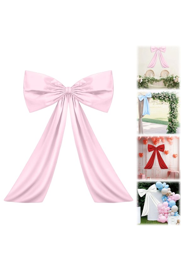 Oversized Fabric Bow Decoration for Weddings & Christmas, Wrinkle-Resistant & Reusable, Pre-Assembled with Hanging Loop for Easy Event Styling